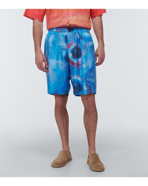 Marni Blue Printed Silk Shorts for men