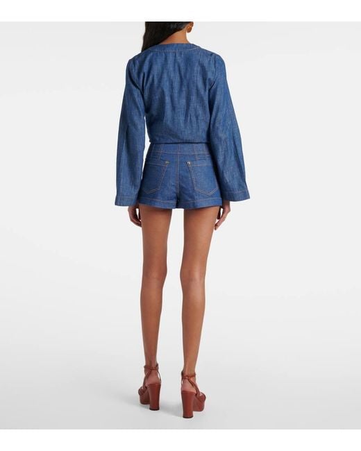Zimmermann Blue High-Rise Jeansshorts Wylie
