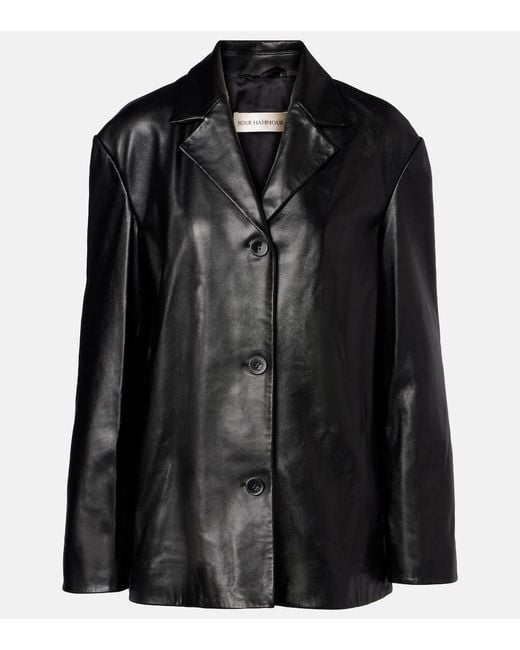 Nour Hammour Black Opus Leather Blazer