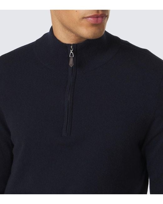 arch4 Blue Mr Fenchurch Cashmere Half-Zip Sweater for men