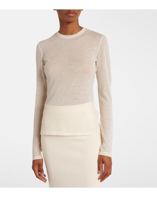 The Row White Iverness Cashmere Top