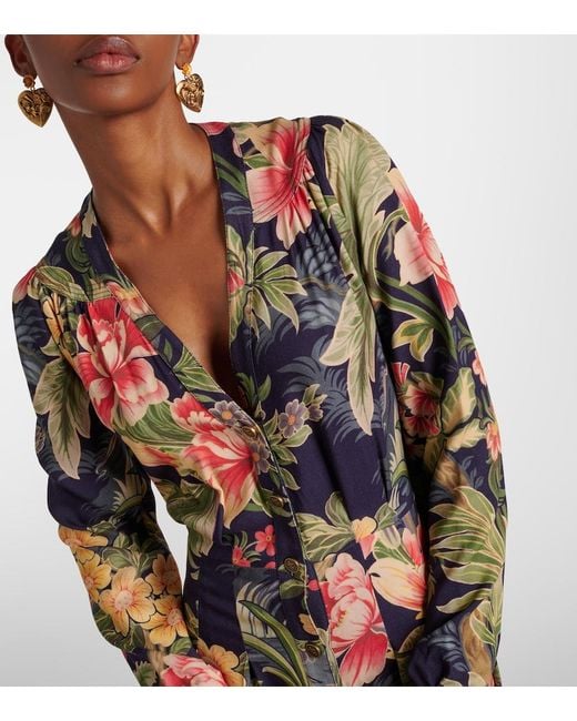 Etro Multicolor Jersey And Fil Coupe Jacquard Maxi Dress