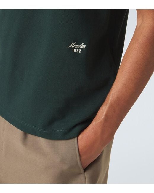 Moncler Green Cotton Pique Polo Shirt for men