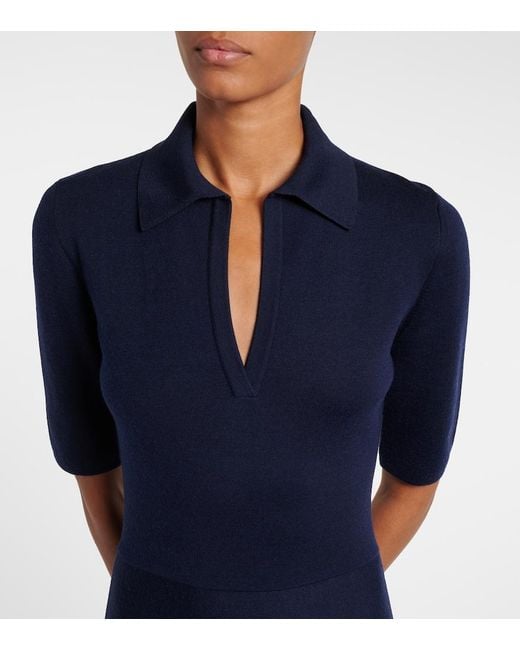 Gabriela Hearst Blue Wool, Silk, And Cashmere Maxi Dress