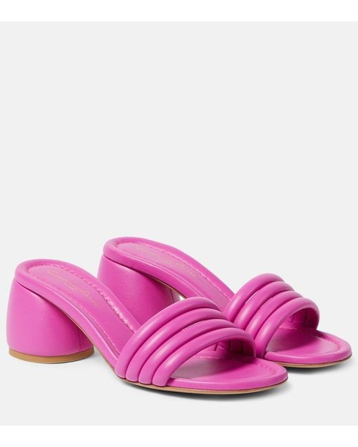 Gianvito Rossi Pink Malou Leather Mules