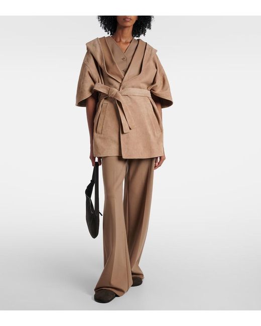 Max Mara Natural Chiffon Suede Wrap Jacket
