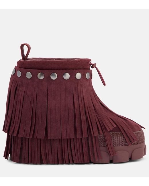 Goldbergh Red Vergara Fringed Suede Snow Boots