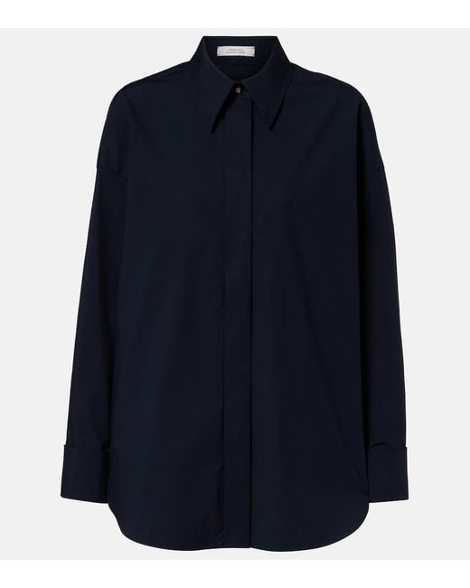 Dorothee Schumacher Blue Poplin Power Ii Cotton-Blend Poplin Shirt