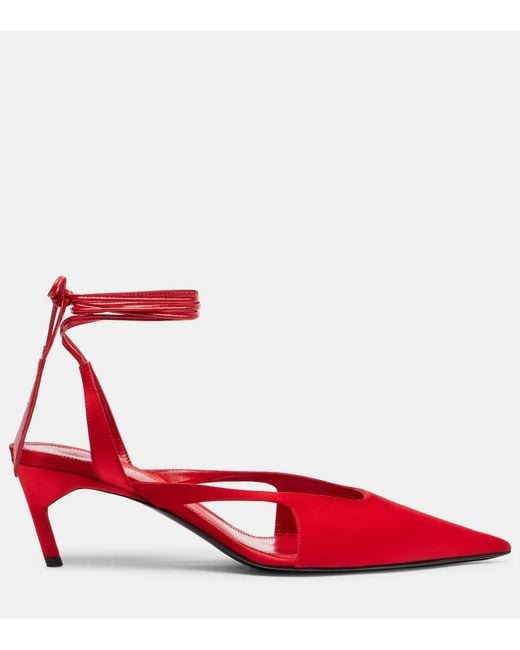 The Attico Red Satin Pumps