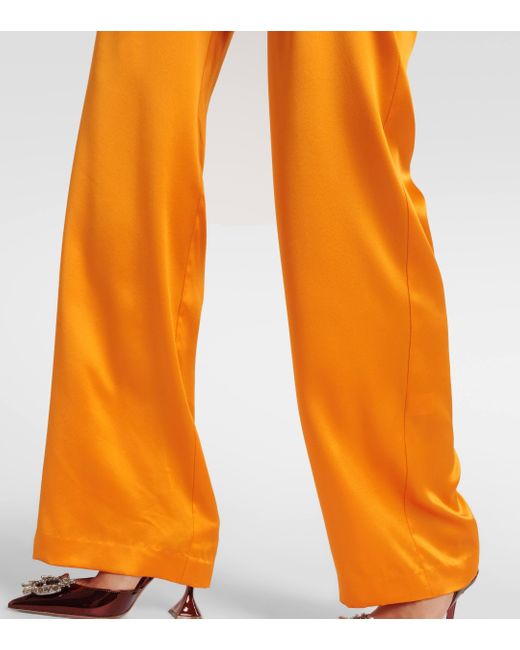 The Sei Orange High-rise Silk Wide-leg Pants