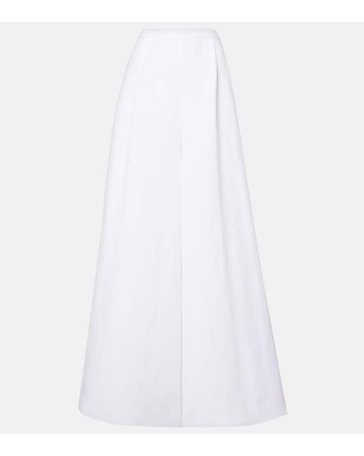Ralph Lauren White Greeley Linen-Blend Wide-Leg Pants
