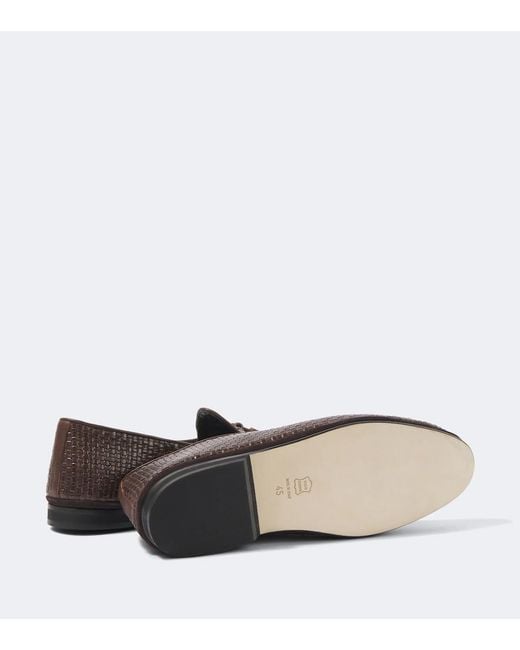 Rubinacci Brown Marphy Woven Leather Loafers for men
