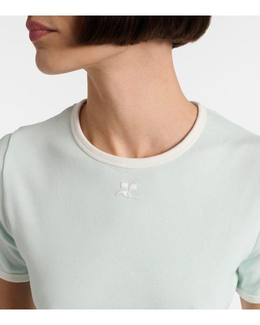 T-Shirt Signature En Coton A Logo Courreges en coloris White