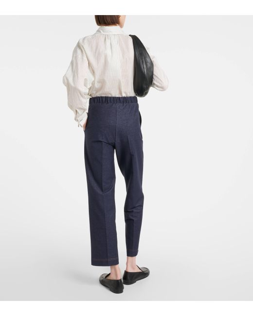 Max Mara Blue Ballata Cotton-blend Straight Pants