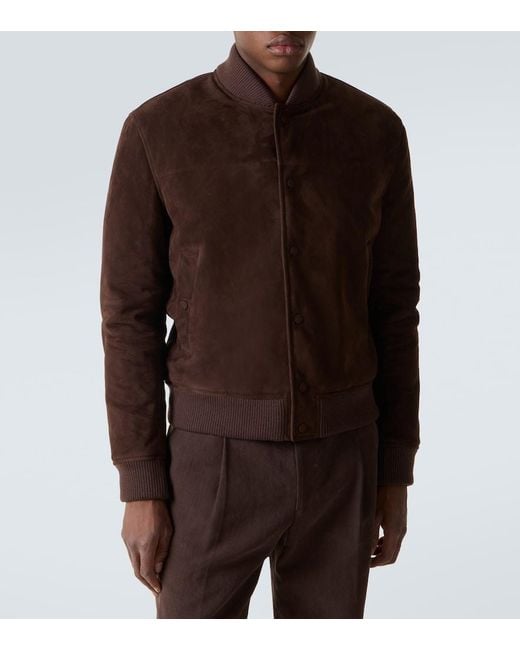 Gabriela Hearst Brown Suede Bomber Jacket for men