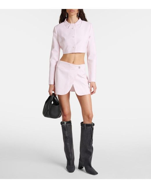 Coperni Pink Trompe L'Oeil Cropped Virgin Wool Jacket