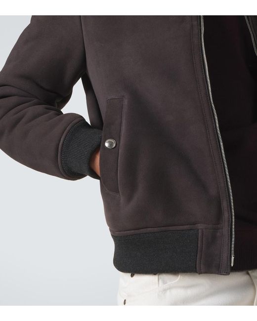 Eleventy Black Shearling-Lined Suede Jacket for men