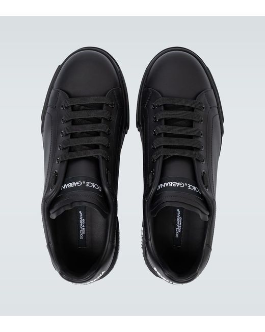 Sneakers Portofino con logo di Dolce & Gabbana in Black da Uomo