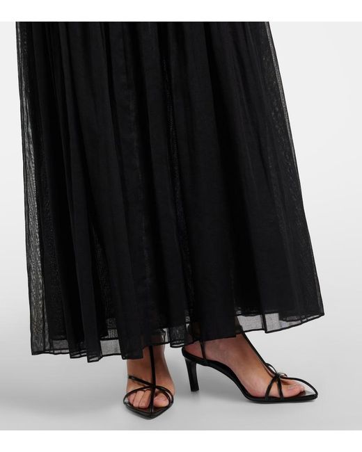 Rohe Black Pleated Wool-Blend Muslin Maxi Dress