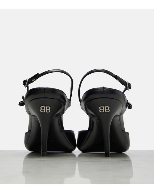 Balenciaga Black Avenue Bow Leather Slingback Pumps