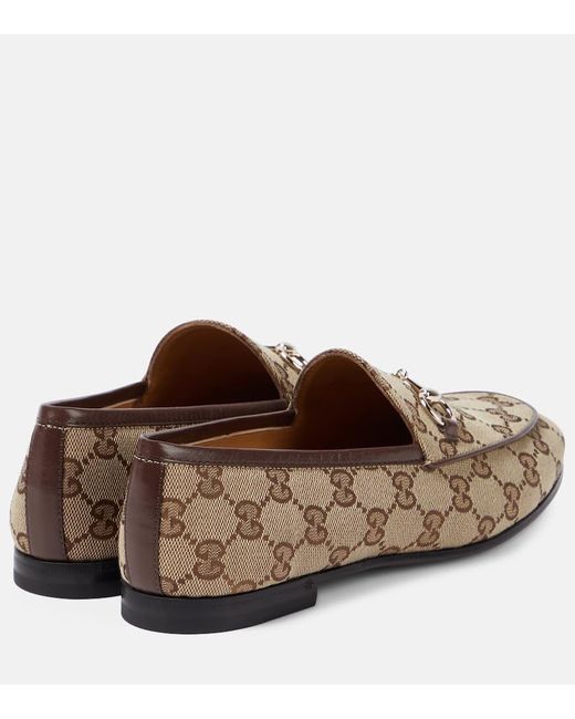 Gucci Brown Jordaan Horsebit GG Canvas Loafers
