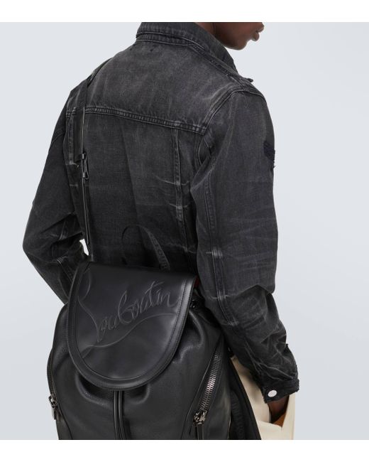 Christian Louboutin Black Explorafunk Logo Leather Backpack for men