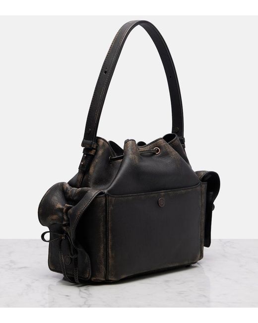 Acne Black Schultertasche Aus Leder