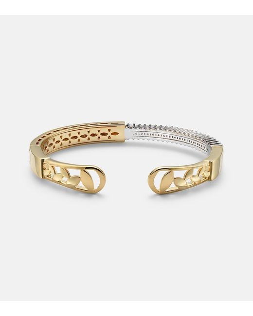 YEPREM Metallic Golden Strada 18Kt And Cuff Bracelet With Diamonds