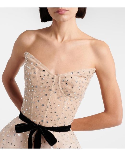 Monique Lhuillier Natural Belted Embellished Cocktail Dress