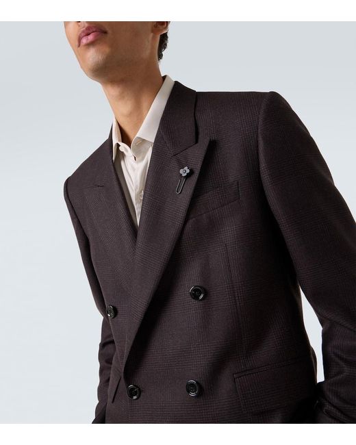 Lardini Black Double-Breasted Wool Blazer for men