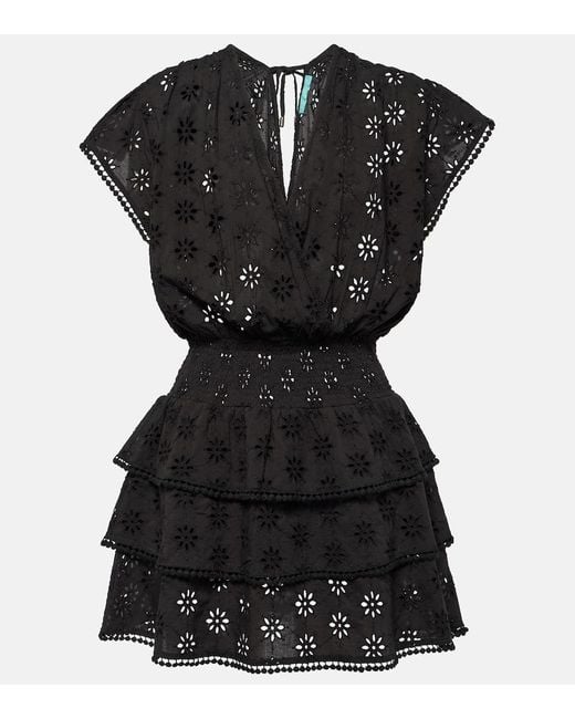 Melissa Odabash Black Jess Broderie Anglaise Cotton Minidress