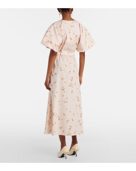 Altuzarra Natural Paulina Floral Belted Cotton-Blend Midi Dress