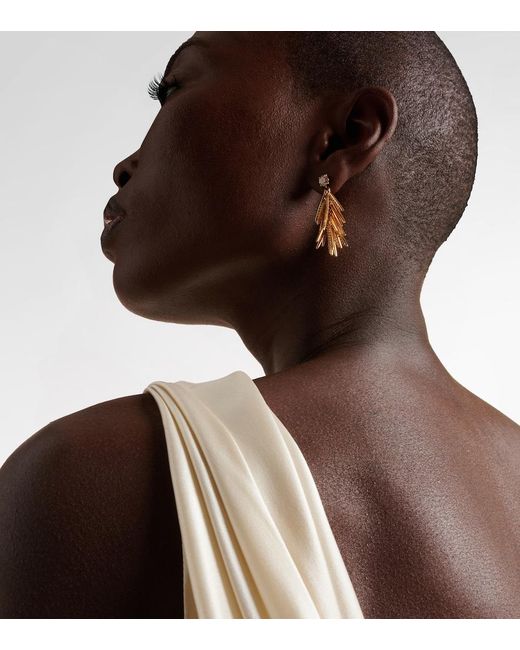 Ileana Makri Metallic Grass Sunshine Drop 18kt Gold Earrings With Diamonds