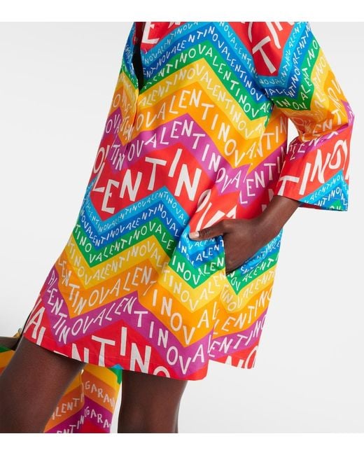Valentino Multicolor Logo Cotton Shirt Dress