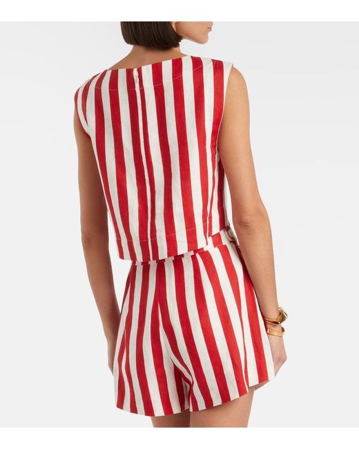 Posse Red Martina Striped Linen Crop Top