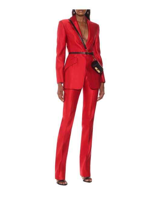red silk blazer