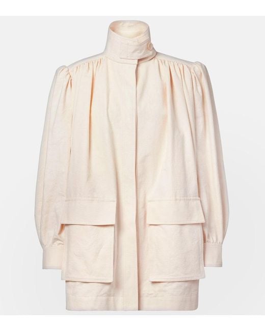 Chloé Natural Gathered Cotton Canvas Jacket