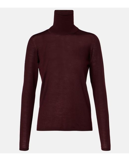 Max Mara Purple Rollkragenpullover Saluto Aus Schurwolle