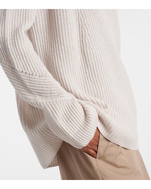 Max Mara White Molveno Ribbed-Knit Wool Sweater