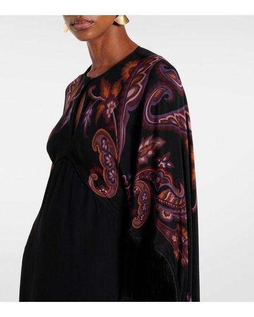 Etro Black Printed Silk Dress