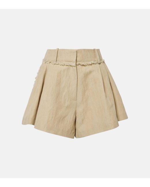 Rabanne Natural Fringed High-rise Cotton-blend Shorts