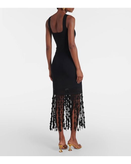 Jonathan Simkhai Black Signa Fringed Midi Dress