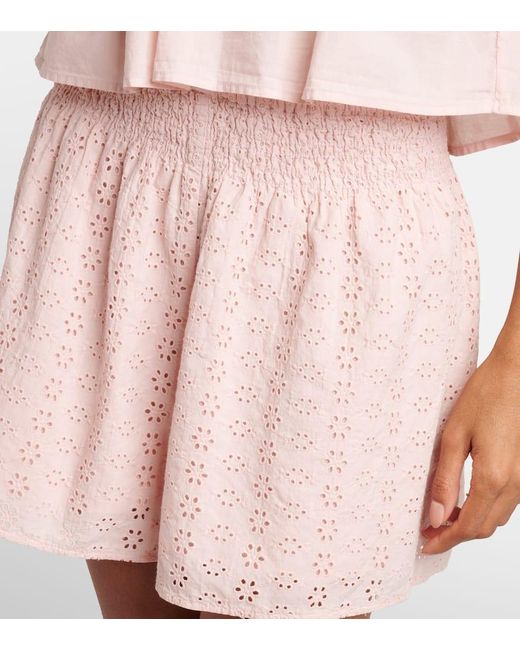 Velvet Pink Bestickte Shorts Iris Aus Baumwollpopeline