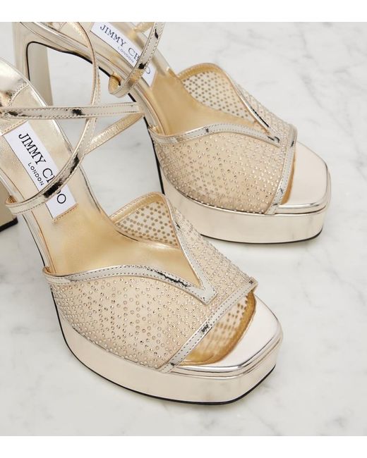 Sandales Karli 125 A Plateau En Cuir Jimmy Choo en coloris Metallic