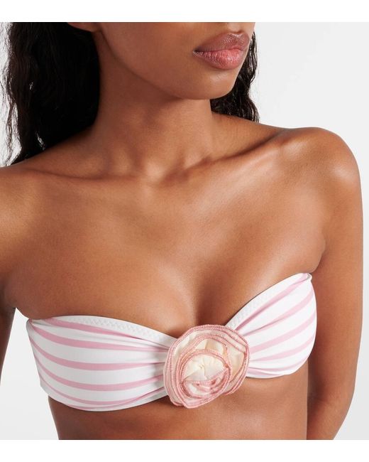 SAME Natural Rose Floral-applique Bandeau Bikini Top