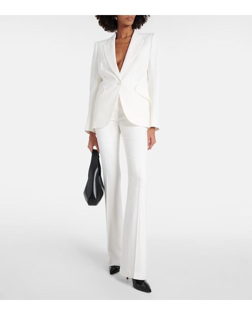 McQueen White Flared Mid-rise Crepe Trousers