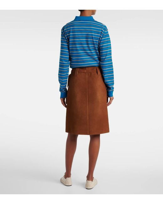 Prada Brown Belted Suede Midi Skirt