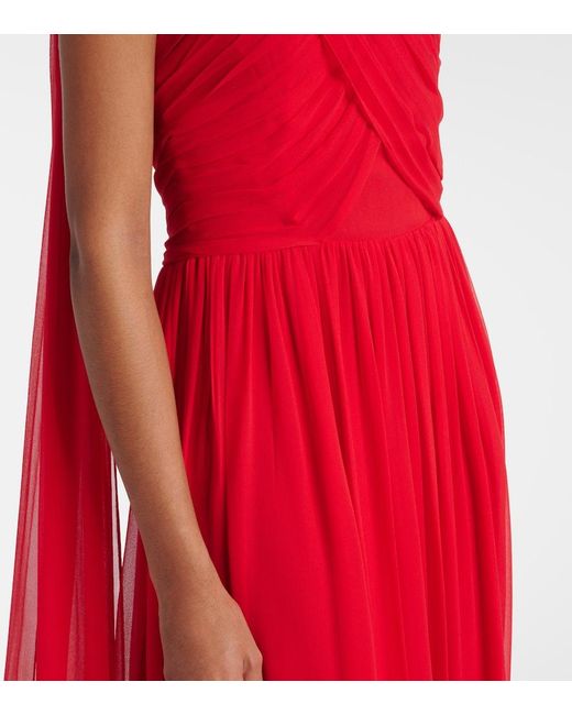 Costarellos Seva Gathered Silk Georgette Gown