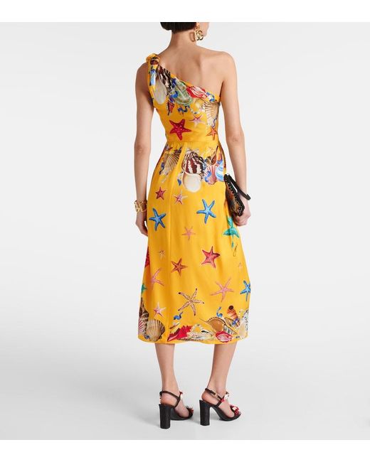 Dolce & Gabbana Metallic Capri Printed Silk-Blend Midi Dress