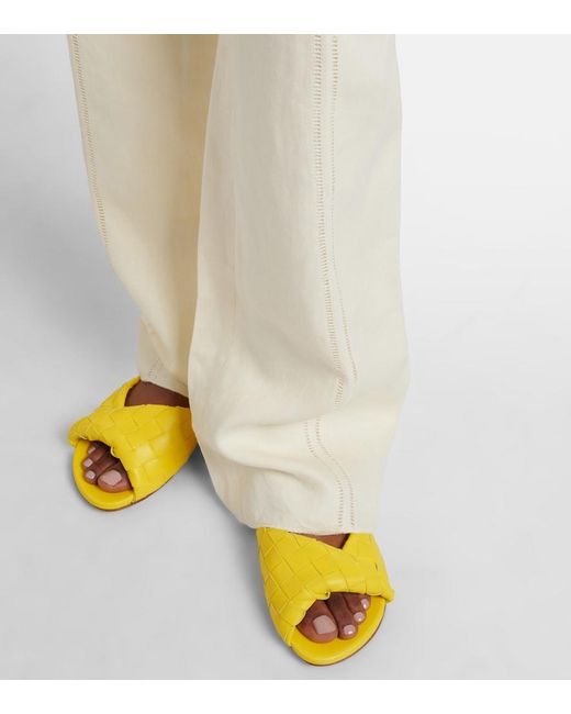 Bottega Veneta Yellow Blink Intrecciato Leather Slides